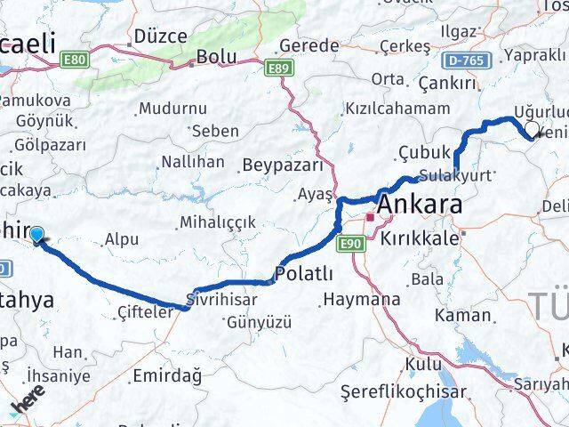 Eskişehir Kızılırmak Çankırı Arası Kaç Km - Yol Haritası