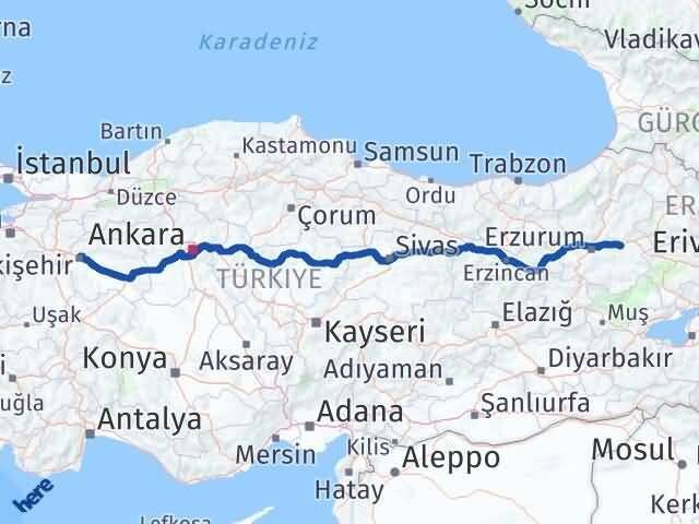 Eskişehir Köprüköy Erzurum Arası Kaç Km - Yol Haritası