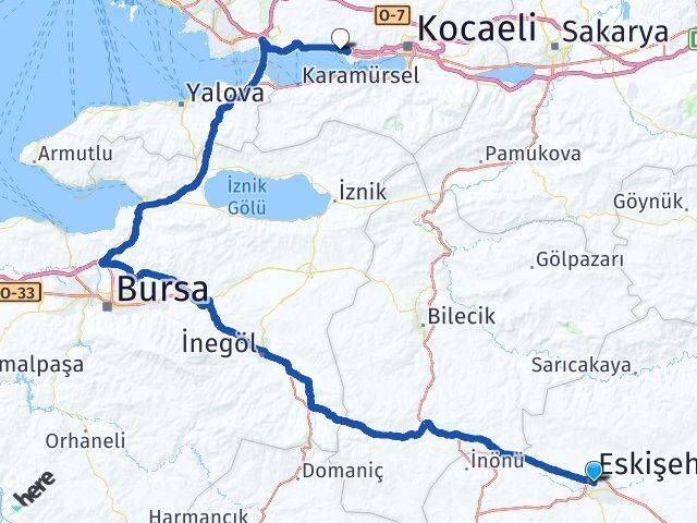 Eskişehir Körfez Kocaeli Arası Kaç Km - Yol Haritası
