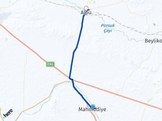 Eskişehir Mahmudiye Alpu Arası Kaç Km - Yol Haritası