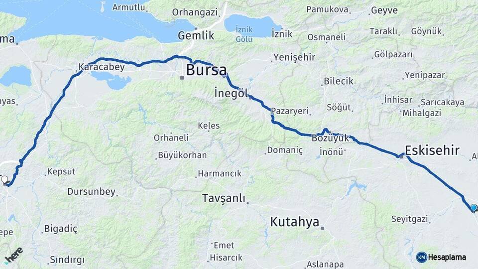 Eskişehir Mahmudiye Balıkesir Arası Kaç Km - Yol Haritası