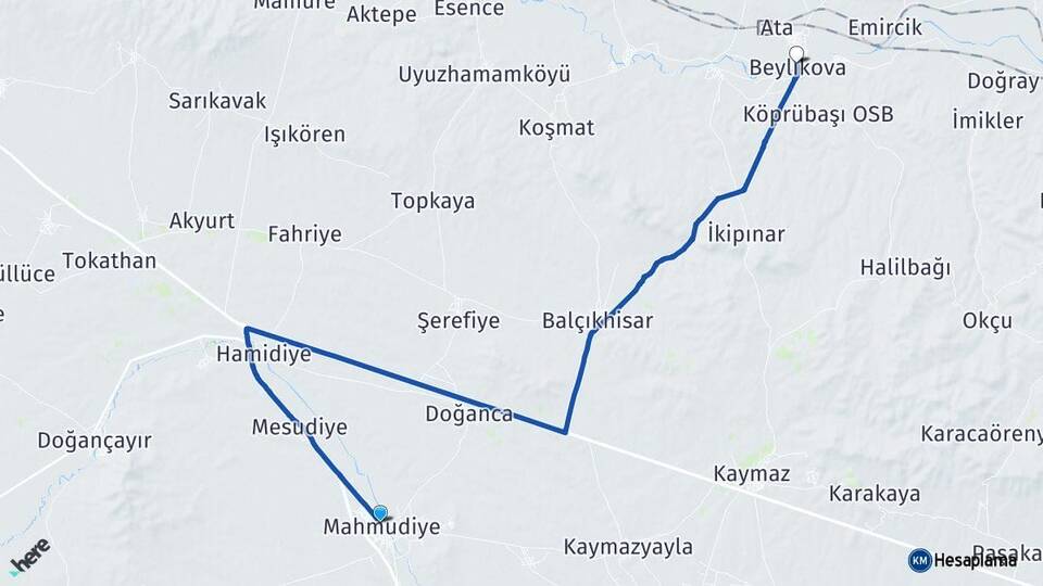 Eskişehir Mahmudiye Beylikova Arası Kaç Km - Yol Haritası