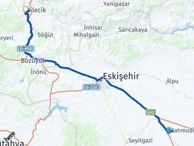 Eskişehir Mahmudiye Bilecik Arası Kaç Km - Yol Haritası