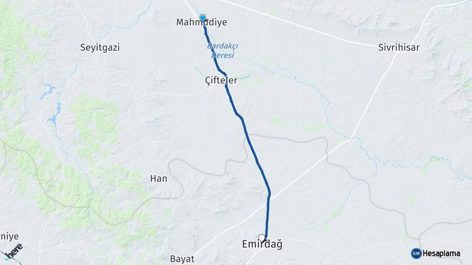 Eskişehir Mahmudiye Emirdağ Afyonkarahisar Arası Kaç Km - Yol Haritası
