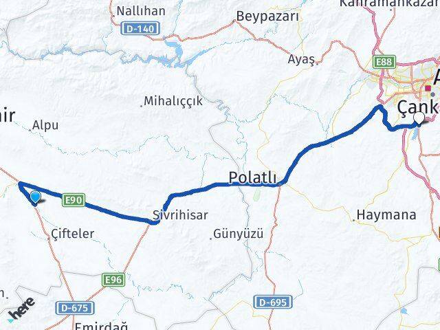 Eskişehir Mahmudiye Gölbaşı Ankara Arası Kaç Km - Yol Haritası