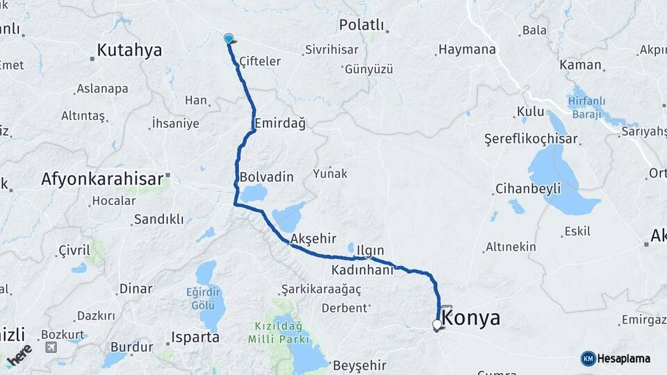 Eskişehir Mahmudiye Konya Arası Kaç Km - Yol Haritası