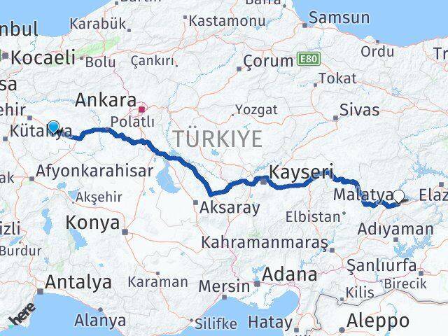 Eskişehir Mahmudiye Malatya Arası Kaç Km - Yol Haritası