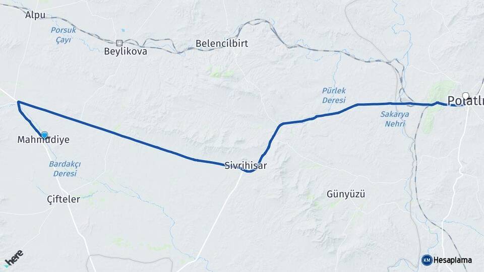 Eskişehir Mahmudiye Polatlı Ankara Arası Kaç Km - Yol Haritası