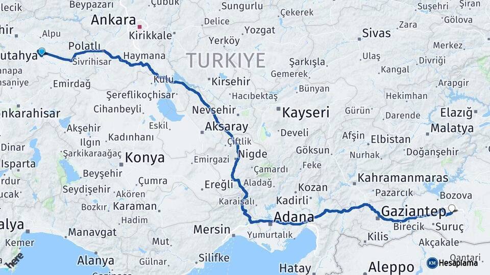Eskişehir Mahmudiye Şanlıurfa Arası Kaç Km - Yol Haritası