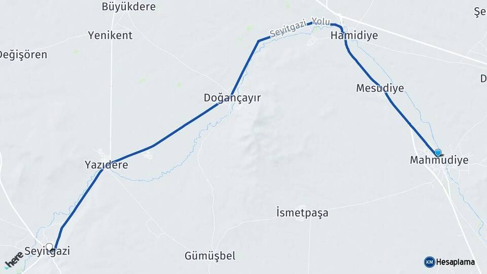 Eskişehir Mahmudiye Seyitgazi Arası Kaç Km - Yol Haritası