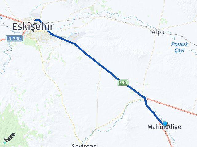 Eskişehir Mahmudiye Tepebaşı Arası Kaç Km - Yol Haritası