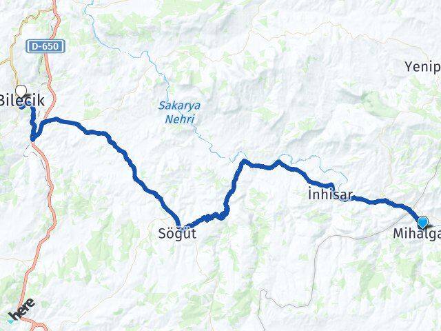 Eskişehir Mihalgazi Bilecik Arası Kaç Km - Yol Haritası