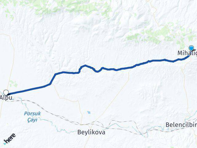 Eskişehir Mihalıççık Alpu Arası Kaç Km - Yol Haritası