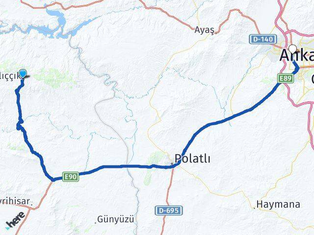 Eskişehir Mihalıççık Etimesgut Ankara Arası Kaç Km - Yol Haritası
