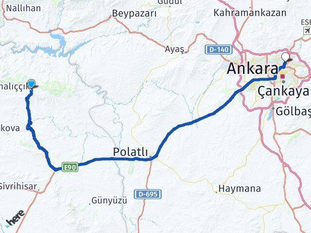 Eskişehir Mihalıççık Keçiören Ankara Arası Kaç Km - Yol Haritası