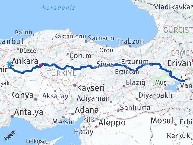 Eskişehir Muradiye Van Arası Kaç Km - Yol Haritası