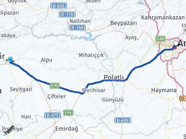 Eskişehir Odunpazarı Altındağ Ankara Arası Kaç Km - Yol Haritası