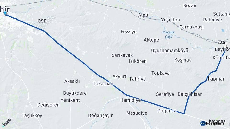 Eskişehir Odunpazarı Beylikova Arası Kaç Km - Yol Haritası