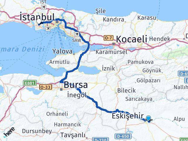 Eskişehir Odunpazarı Esenyurt İstanbul Arası Kaç Km - Yol Haritası