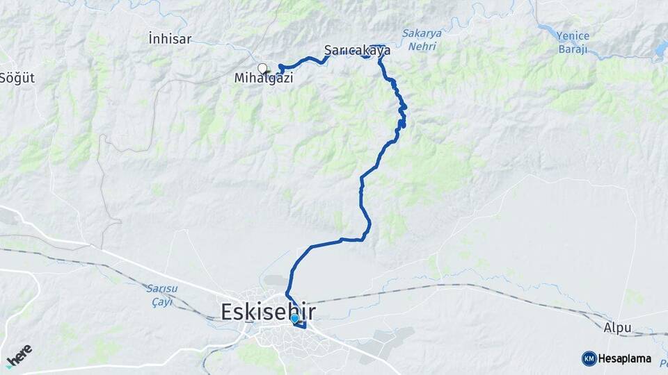 Eskişehir Odunpazarı Mihalgazi Arası Kaç Km - Yol Haritası