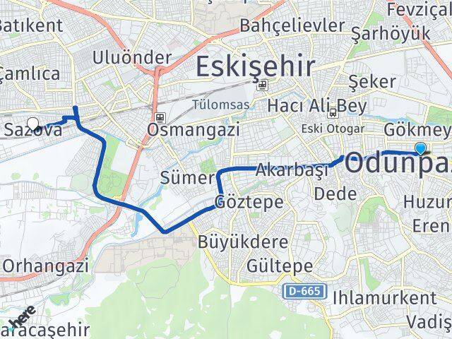 Eskişehir Odunpazarı Sazova Tepebaşı Arası Kaç Km - Yol Haritası
