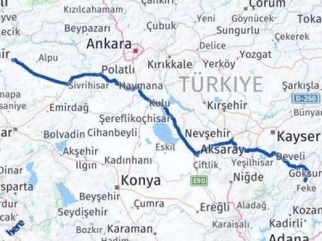 Eskişehir Saimbeyli Adana Arası Kaç Km - Yol Haritası