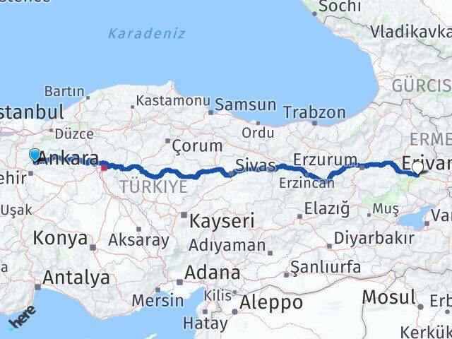Eskişehir Sarıcakaya Ağrı Arası Kaç Km - Yol Haritası