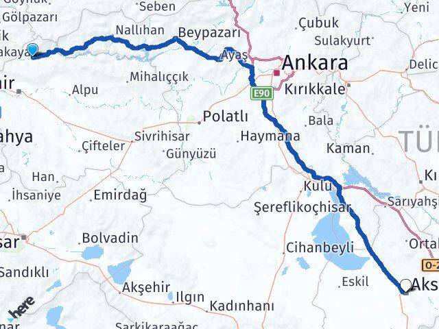 Eskişehir Sarıcakaya Aksaray Arası Kaç Km - Yol Haritası