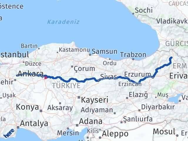 Eskişehir Sarıcakaya Ardahan Arası Kaç Km - Yol Haritası