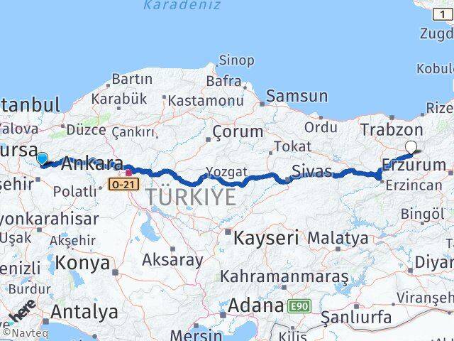 Eskişehir Sarıcakaya Bayburt Arası Kaç Km - Yol Haritası