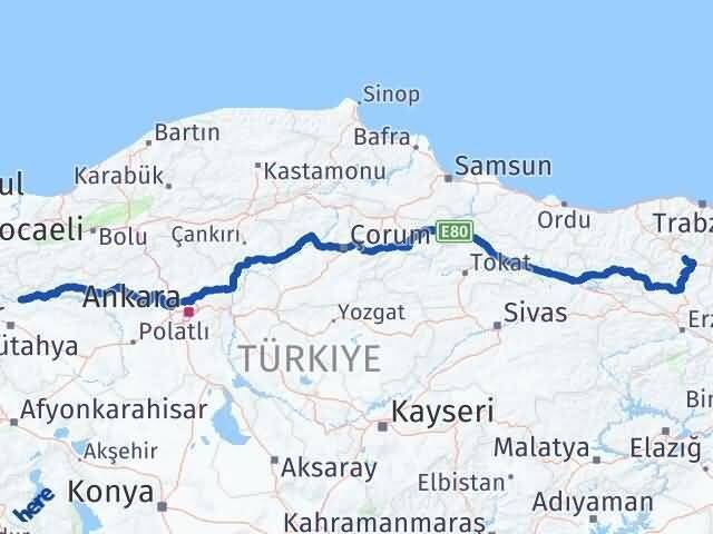 Eskişehir Sarıcakaya Gümüşhane Arası Kaç Km - Yol Haritası