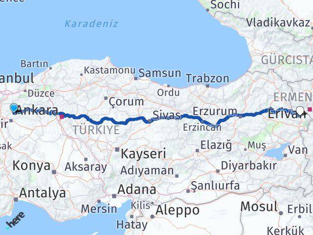 Eskişehir Sarıcakaya Iğdır Arası Kaç Km - Yol Haritası