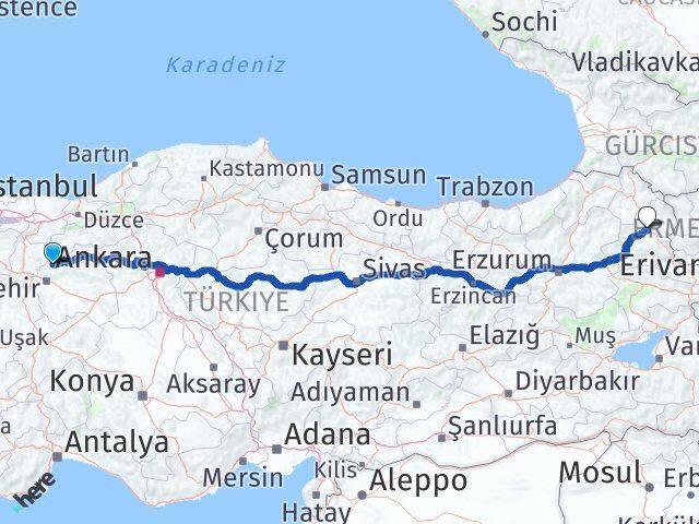 Eskişehir Sarıcakaya Kars Arası Kaç Km - Yol Haritası