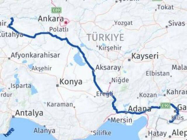 Eskişehir Sarıcakaya Kilis Arası Kaç Km - Yol Haritası