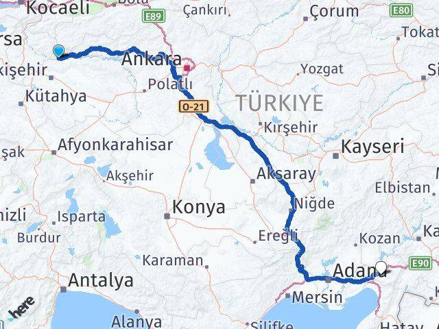 Eskişehir Sarıcakaya Osmaniye Arası Kaç Km - Yol Haritası