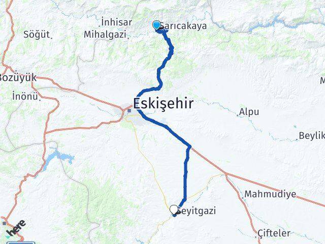 Eskişehir Sarıcakaya Seyitgazi Arası Kaç Km - Yol Haritası