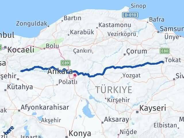 Eskişehir Sarıcakaya Tokat Arası Kaç Km - Yol Haritası