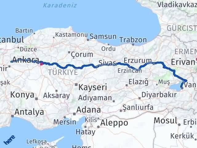Eskişehir Sarıcakaya Van Arası Kaç Km - Yol Haritası