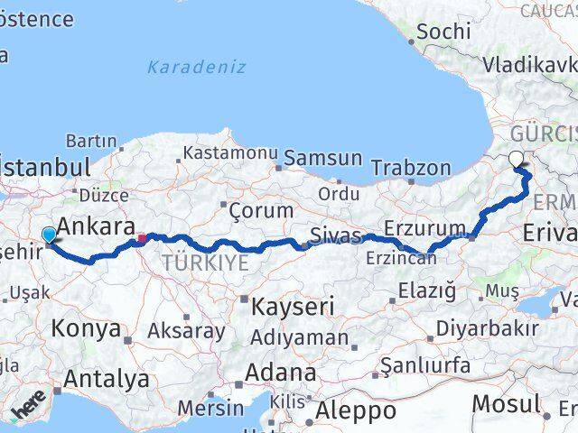 Eskişehir Şavşat Artvin Arası Kaç Km - Yol Haritası