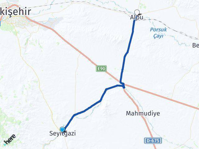 Eskişehir Seyitgazi Alpu Arası Kaç Km - Yol Haritası