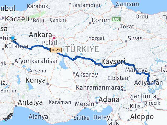Eskişehir Sincik Adıyaman Arası Kaç Km - Yol Haritası