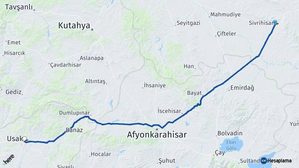 Eskişehir Sivrihisar Uşak Arası Kaç Km - Yol Haritası