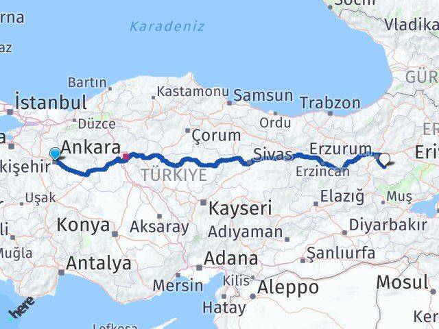 Eskişehir Tekman Erzurum Arası Kaç Km - Yol Haritası
