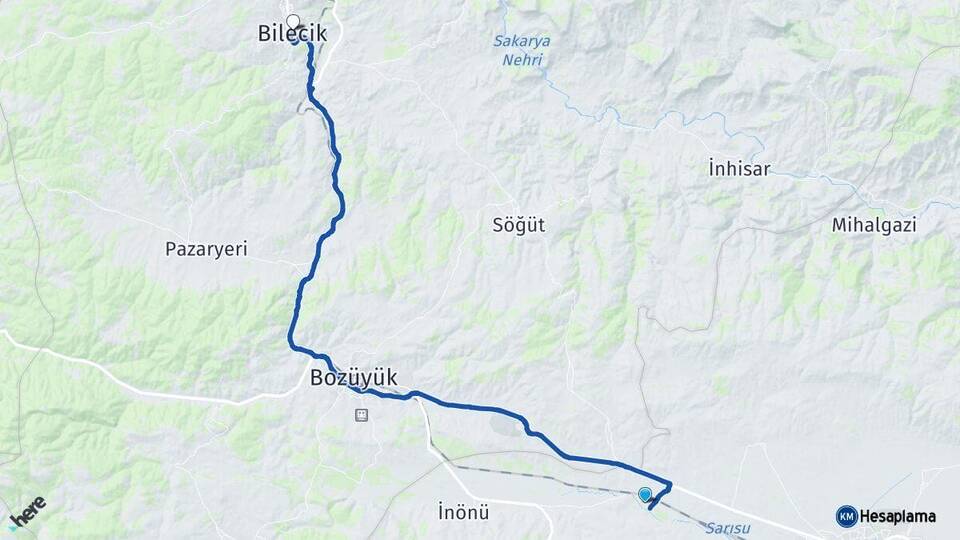 Eskişehir Tepebaşı Bilecik Arası Kaç Km - Yol Haritası