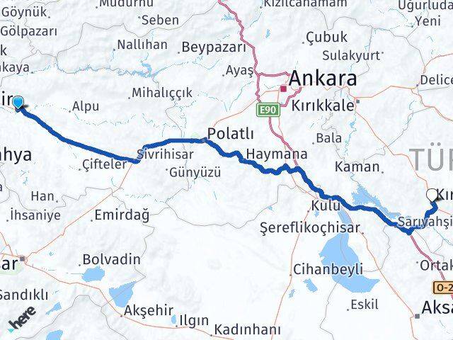 Eskişehir Tepebaşı Kırşehir Arası Kaç Km - Yol Haritası