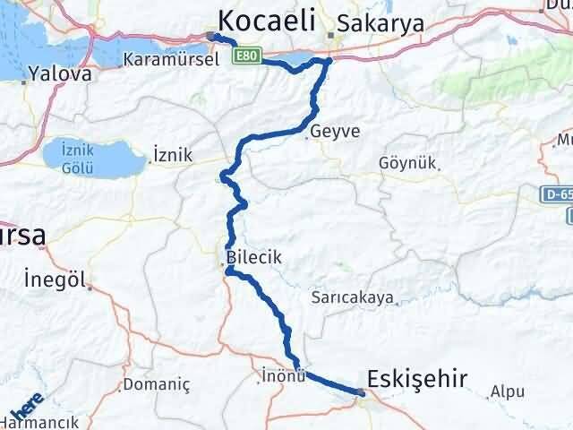 Eskişehir Tepebaşı Kocaeli Arası Kaç Km - Yol Haritası