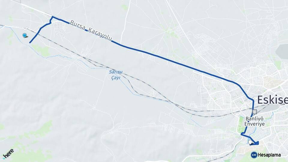 Eskişehir Tepebaşı Osmangazi Üniversitesi Arası Kaç Km - Yol Haritası