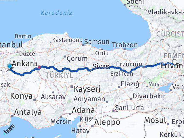 Eskişehir Tuzluca Iğdır Arası Kaç Km - Yol Haritası