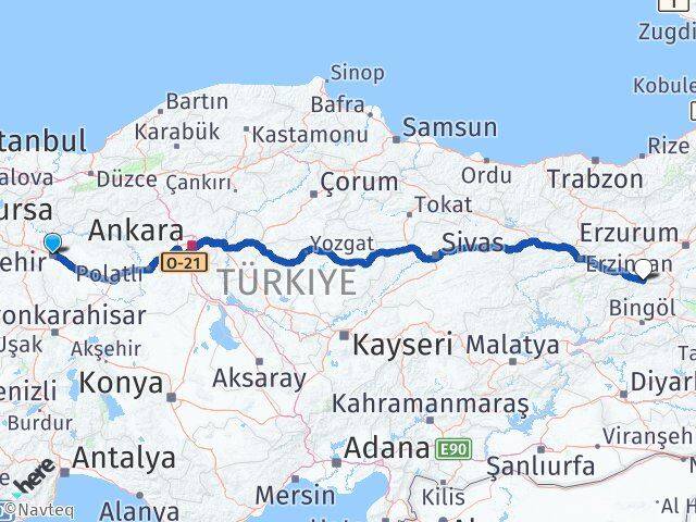 Eskişehir Yedisu Bingöl Arası Kaç Km - Yol Haritası