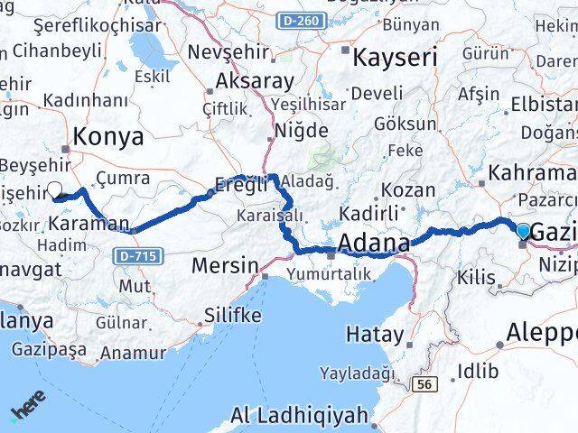 Gaziantep Akören Konya Arası Kaç Km - Yol Haritası